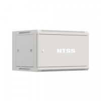 Шкаф настенный телекоммуникационный NTSS W 6U 600х450х370мм, 2 профиля 19, дверь сплошная металл, боковые стенки съемные, разобранный, серый RAL 7035