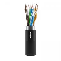 картинка кабель витая пара ntss f/utp 5e 4 пары одножильный 24awg медь 305м внешний, внутренний малодымный безгалогенный компаунд (lszh(т) + uv) черный