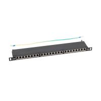Патч-панель NTSS PREMIUM 0.5U 24 порта RJ45 FTP cat.6A, Krone IDC (инструмент в комплекте) с задним кабельным органайзером