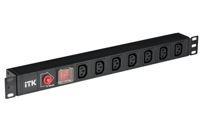 PDU 7 розеток C13, с выкл. и защ. от перенапр, без шнура