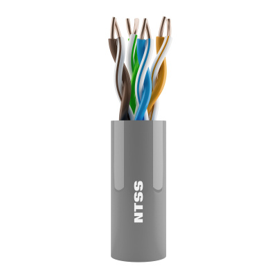 Кабель витая пара NTSS U/UTP 5e 4 пары одножильный 24AWG медь 305м внутренний PVC серый
