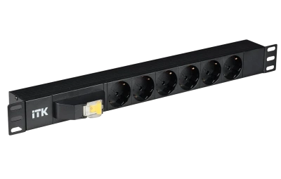 PH21-6D3 ITK PDU 6 роз. нем. ст. с автом.10А 1U, вх.С14 без каб. чер.