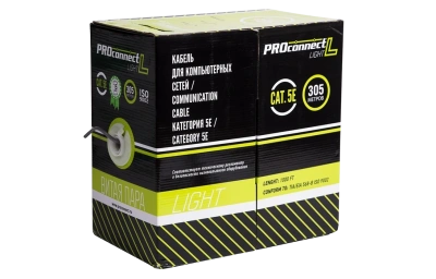 01-0148-3 Кабель витая пара PROconnect LIGHT FTP 4PR 26AWG, CCA, CAT5, бухта 305 м