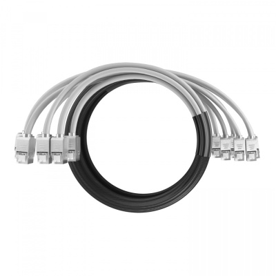 Кабельная сборка NTSS PREMIUM 6pc, U/FTP CAT6A, оконцована разъемами KEYSTONE RJ45 FTP CAT6A, заделка в чулке, вывод 0.6м, длина 2м, LSZH, серый