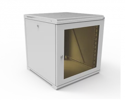 изображениеКТ-ШТНР-З-12U-600х600-СС | Шкаф телекоммуникационный настенный разборный, боковые стенки на замках, 19" 12U 600x600 дверь стекло серый