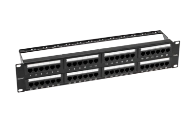 02-0032 REXANT PRO Патч-панель с кабельными органайзерами 19", 2U, 48 портов, UTP, RJ-45, CAT5e