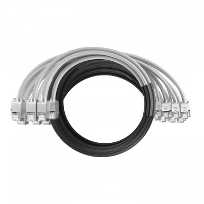 Кабельная сборка NTSS PREMIUM 12pc, S/FTP CAT6A, оконцована разъемами KEYSTONE RJ45 FTP CAT6A, заделка в чулке, вывод 0.6м, длина 22м, LSZH, серый