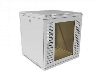 изображениеКТ-ШТНР-З-12U-600х600-СПС | Шкаф телекоммуникационный настенный разборный, боковые стенки на замках, 19" 12U 600x600 дверь стекло с перфорацией серый