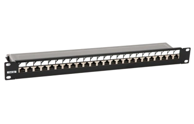 246037 Hyperline PP3-19-24-8P8C-C5E-SH-110D Патч-панель 19", 1U, 24 порта RJ-45 полн. экран., категория 5e, Dual IDC, ROHS, цвет черный