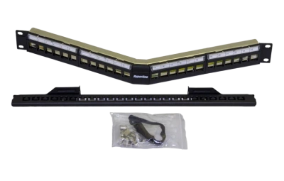 426175 Hyperline PPBL4A-19-24-SH-RM Модульная патч-панель 19", 24 порта, угловая, 1U, для экранированных и неэкранированных модулей Keystone Jack, с з