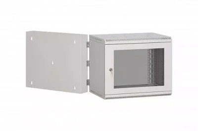 изображениеКТ-ШТНР-О-6U-600х500-СС | Шкаф телекоммуникационный настенный разборный откидной трёхсекционный 19" 6U 600x500 дверь стекло серый