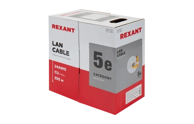 01-0049 REXANT Кабель витая пара UTP 4PR 24AWG, CAT5e, нг(А)-HF, LSZH (бухта 305 м)