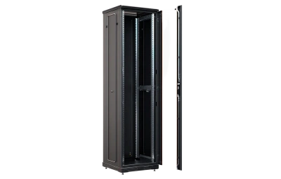 изображениеШкаф телекоммуникационный напольный 19", 47U (800x1000), ШТ-НП-М-47U-800-1000-C-Ч, передняя дверь стекло, черный ССД