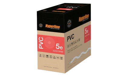 42045 Hyperline UUTP4-C5E-S24-IN-LSZH-GY-305 (305 м) Кабель витая пара, неэкранированная U/UTP, категория 5e, 4 пары (24 AWG), одножильный(solid), LSZ