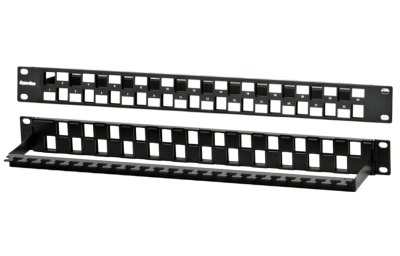 Hyperline PPBL3-19-24S-RM Модульная патч-панель 19", 24 порта, Flat Type, 1U, для модулей Keystone Jack, с задним кабельным организатором (без модулей)