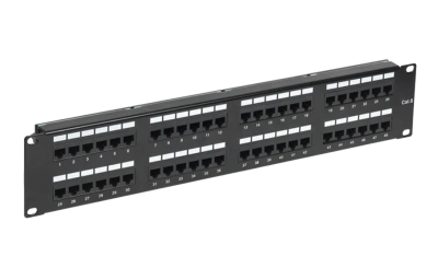 02-0232 REXANT PRO Патч-панель с кабельными органайзерами 19", 2U, 48 портов, RJ-45, CAT 6, UTP