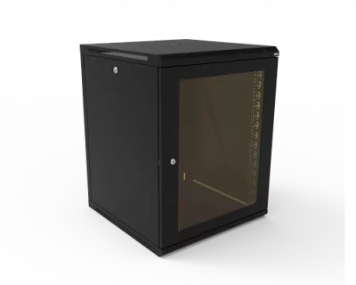 изображениеКТ-ШТНР-З-15U-600х600-СЧ | Шкаф телекоммуникационный настенный разборный, боковые стенки на замках, 19" 15U 600x600 дверь стекло черный