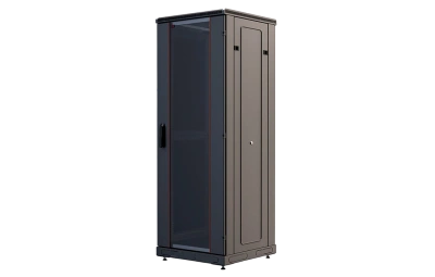 Шкаф телекоммуникационный напольный 19", 27U(600x800), ШТ-НП-М-27U-600-800-С-Ч, передняя дверь стекло, черный ССД