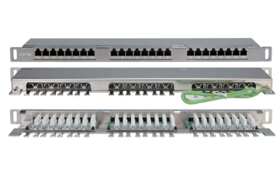 244077 Hyperline PPHD-19-24-8P8C-C5E-SH-110D Патч-панель высокой плотности 19", 0.5U, 24 порта RJ-45, категория 5E, Dual IDC, экранированная