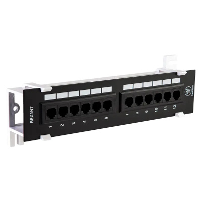Панель коммутационная настенная, 12 портов, UTP, RJ-45, CAT 5e REXANT
