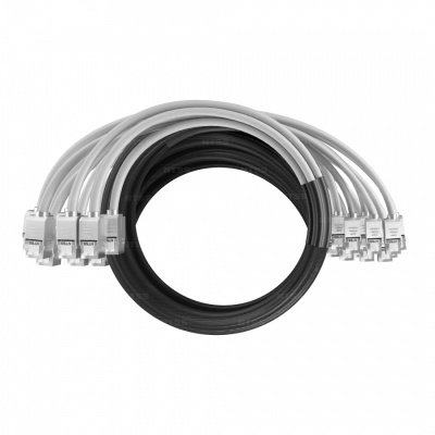 Кабельная сборка NTSS PREMIUM 12pc, FTP CAT5e, оконцована разъемами KEYSTONE RJ45 FTP CAT5e, заделка в чулке, вывод 0.6м, длина 14м, LSZH, серый