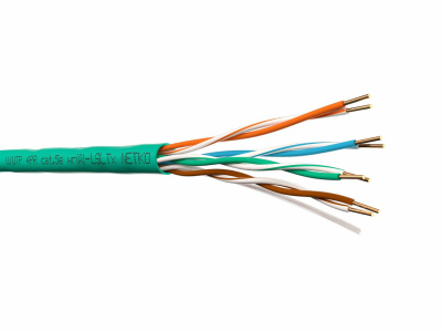 картинка кабель u/utp4 cat.5e, 4 пары 24 awg bc, 305м, нг(а)-lsltx, зеленый; одножильный, fluke test, netko expert скс