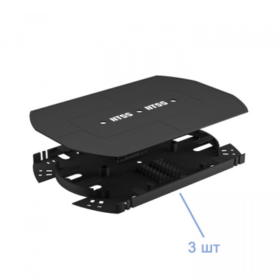 Кросс NTSS оптический 19'' частично укомплектованный 1U, 24 порта LC quadro (сплошная панель, сплайс-кассета-3шт) серый RAL 7035