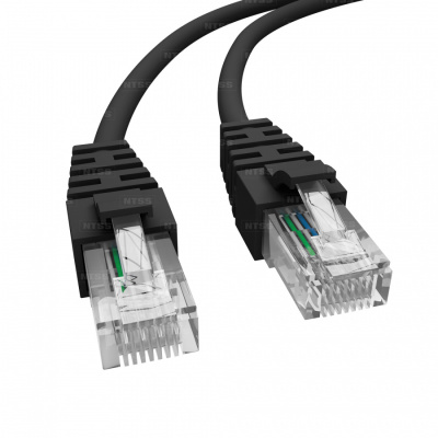Патч-корд NTSS 2хRJ45/8P8C, T568B UTP 5e кат. литой 15 метров, LSZH, черный