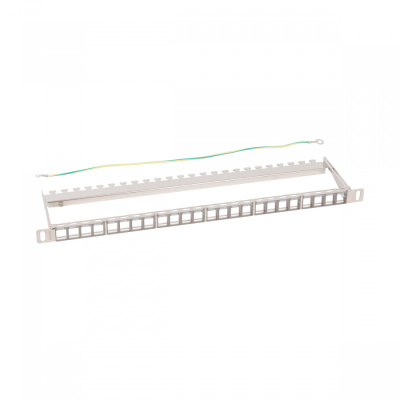 изображениеНаборная патч-панель NTSS PREMIUM 0.5U для 24 разъемов типа Keystone FTP, с задним кабельным органайзером