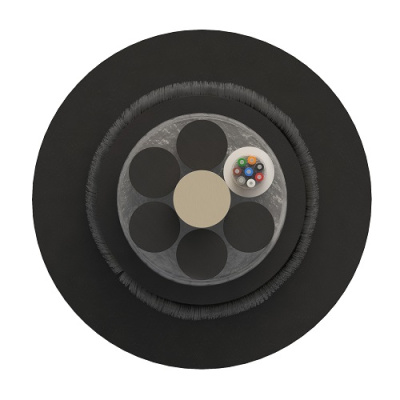 Кабель оптический подвесной самонесущий, многомодульный, с промежуточной полимерной оболочкой, армированный стеклонитями, G.652.D, 4 волокна, 10кН от ооо комтел 