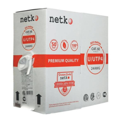 картинка кабель u/utp4 cat.5e, 4 пары 24 awg bc, 305м, синий, одножильный, fluke test, netko expert скс