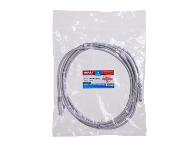 Патч-корд UTP4 cat.6, 3.0м, литой коннектор, серый, Netko CKC