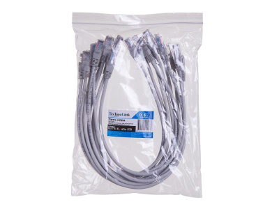 Патч-корд Technolink UTP4 cat 5е, 0,5м, ВС, LSZH, серый, литой коннектор (упак 10 шт)