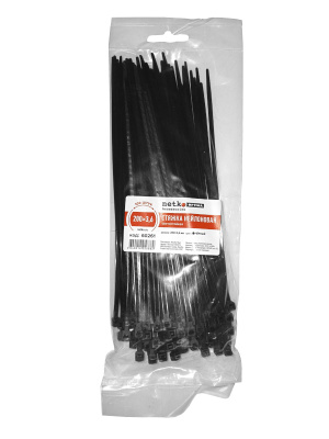 Стяжки 200х3,6 мм черные (100 шт) нейлон -40...85°C Netko
