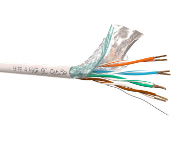 картинка кабель sftp4 cat.5е, одножильный, экранированный + оплетка, 305м, cu, netko optima