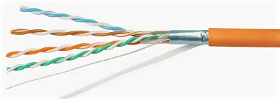 картинка кабель внутренний медный ftp 4pr 24awg 4х2х0,51 cat5e 305м lszh нг(а), оранжевый skynet premium