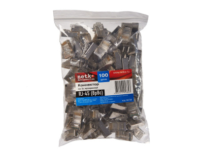 Вилка компьютерная FTP, RJ-45, 8P8C, кат.5е, универсальная уп.100шт