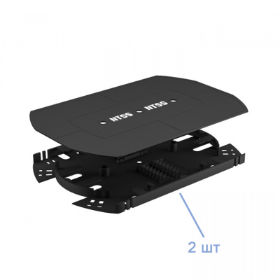 Кросс NTSS оптический 19'' частично укомплектованный 1U, 32 порта 2LC (сплошная панель, сплайс-кассета-2шт) серый RAL 7035