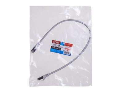 Патч-корд FTP4 cat.5e, 0.5м, литой коннектор, серый, Netko CKC