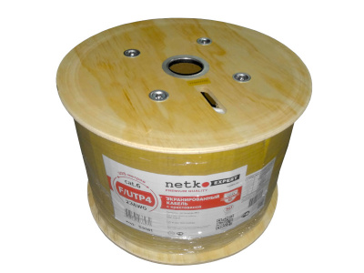 картинка кабель f/utp 4 (ftp4 ) cat.6, 4 пары 23 awg bc, 305м, одножильный, экранированный с крестовиной, 305м, серый, fluke test, netko expert скс