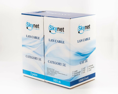 картинка кабель внутренний медный utp 2pr 24awg 2х2х0,51 cat5e 305м pvc skynet premium