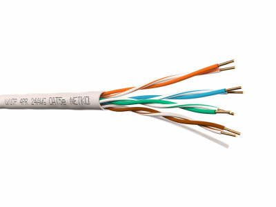 картинка кабель u/utp4 cat.5e, 4 пары, 24 awg, bc, 305м, одножильный, серый, fluke test, netko expert скс