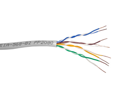 картинка кабель utp4 cat.5е, одножильный, 305м, cu, проходит fluke тест, серый, netko optima silver