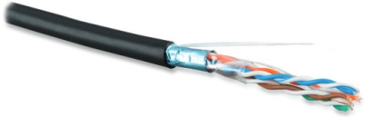картинка futp4-c5e-s24-out-lszh-bk-500 | кабель ftp  4х2х0.51, кат.5е, внешний, одножильный, черный, lszh, 500м hyperline