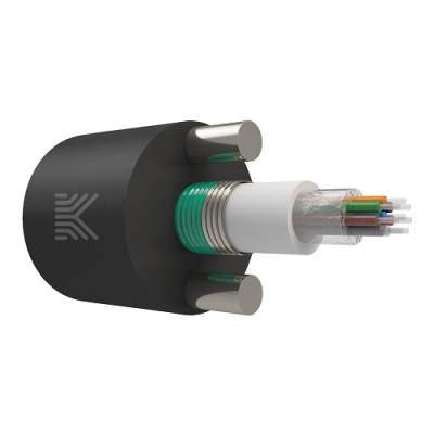 Кабель оптический в канализацию  с ЦТ, периферийные силовые элементы стальная проволока, бронированный стальной лентой, G.651 ОМ2(50/125), 4 волокна, нг(А)-HF, 2,7 кН от ооо комтел 