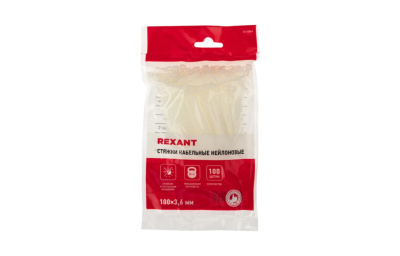 07-0100-4 Хомут-стяжка кабельная нейлоновая REXANT 100x3,6 мм, белая, упаковка 100 шт.