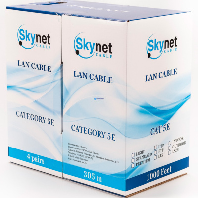 картинка кабель внутренний медный utp 4pr 23awg 4х2х0,57 cat6 305м pvc skynet premium
