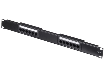 изображениеПатч-панель UTP, 19", 12 портов RJ45, cat.5е, 1U, 110 Type, черная "L"