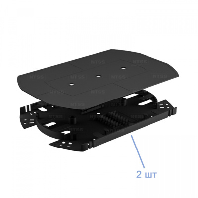 Кросс NTSS оптический настенный частично укомплектованный 48 портов SC (планка SC 24 порта - 2шт, сплайс-кассета-2шт) серый RAL 7035