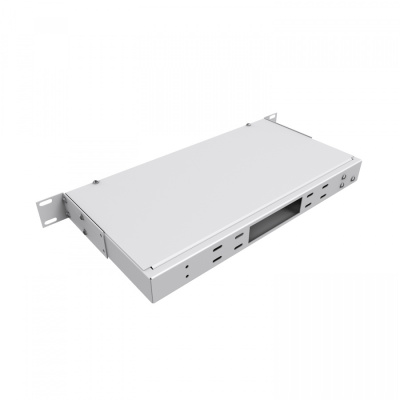 Кросс NTSS оптический 19'' частично укомплектованный 1U, 32 порта 2LC (сплошная панель, сплайс-кассета-2шт) серый RAL 7035